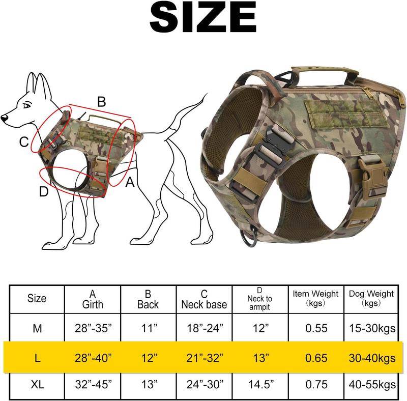 TikTok Shop Tactical Dog Harness for Medium and Large Dogs No Pull Adjustable Dog Vest for Training Walking Military Dog Harness with Handle Service Dog Vest with Molle Panels Camouflage L with 2 Pouc...